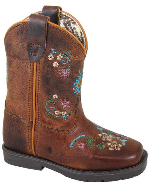 Smoky Mountain Toddler Girls' Floralie Western Boots - Square Toe, Brown, hi-res