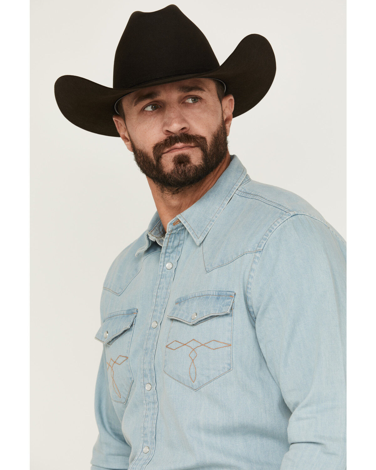 Image #2 - Cody James Men's Frosty Light Wash Long Sleeve Snap Denim Western Shirt - Big, Light Wash, hi-res
