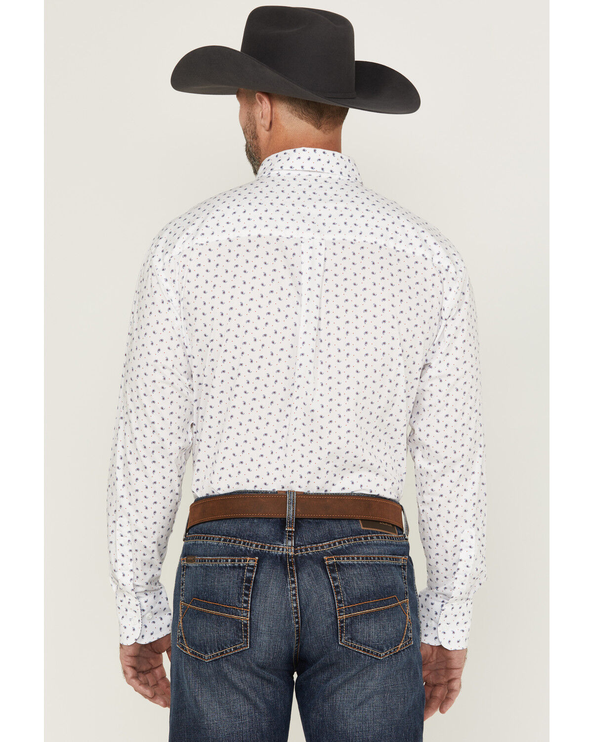 Image #4 - George Strait by Wrangler Men's Paisley Print Long Sleeve Button-Down Stretch Western Shirt, White, hi-res