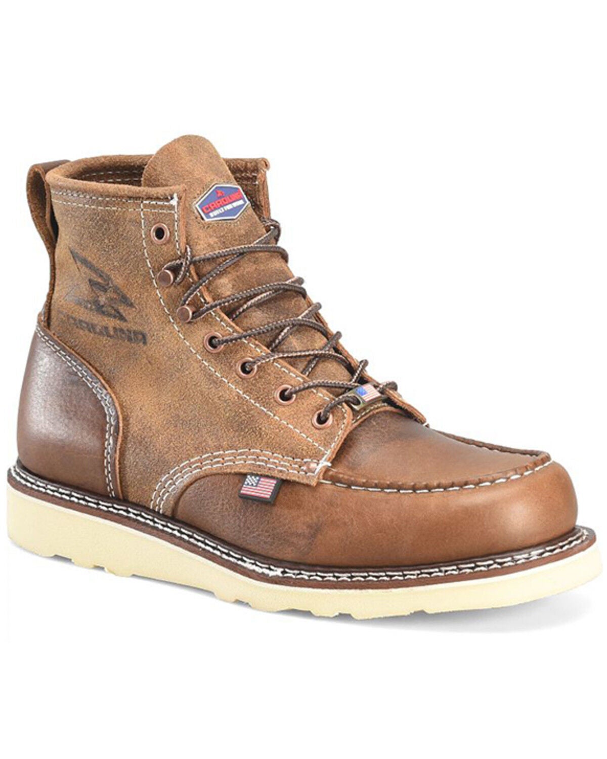 Carolina Men's AMP 6" Roughout Moc Work Boots - Steel Toe, Brown, hi-res