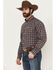 Image #3 - Cinch Men's Plaid Print Long Sleeve Button-Down Western Shirt, Purple, hi-res