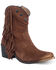 Image #1 - Circle G Women's Studded Suede Fringe Ankle Boots - Round Toe, Brown, hi-res