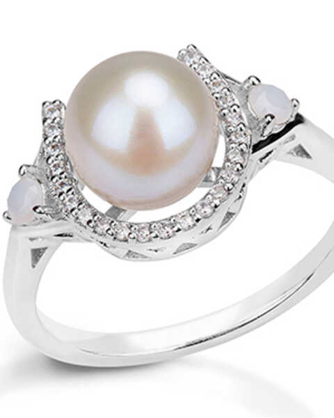 Kelly Herd Women's Sterling Silver Pearl Horseshoe Ring , Silver, hi-res