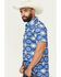 Image #2 - Rock & Roll Denim Men's Southwestern Print Short Sleeve Button-Down Stretch Polo, Blue, hi-res
