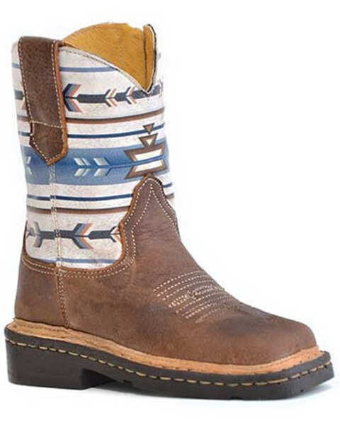 Roper Little Boys' Cowboy Southwestern Boots - Broad Square Toe, Tan, hi-res