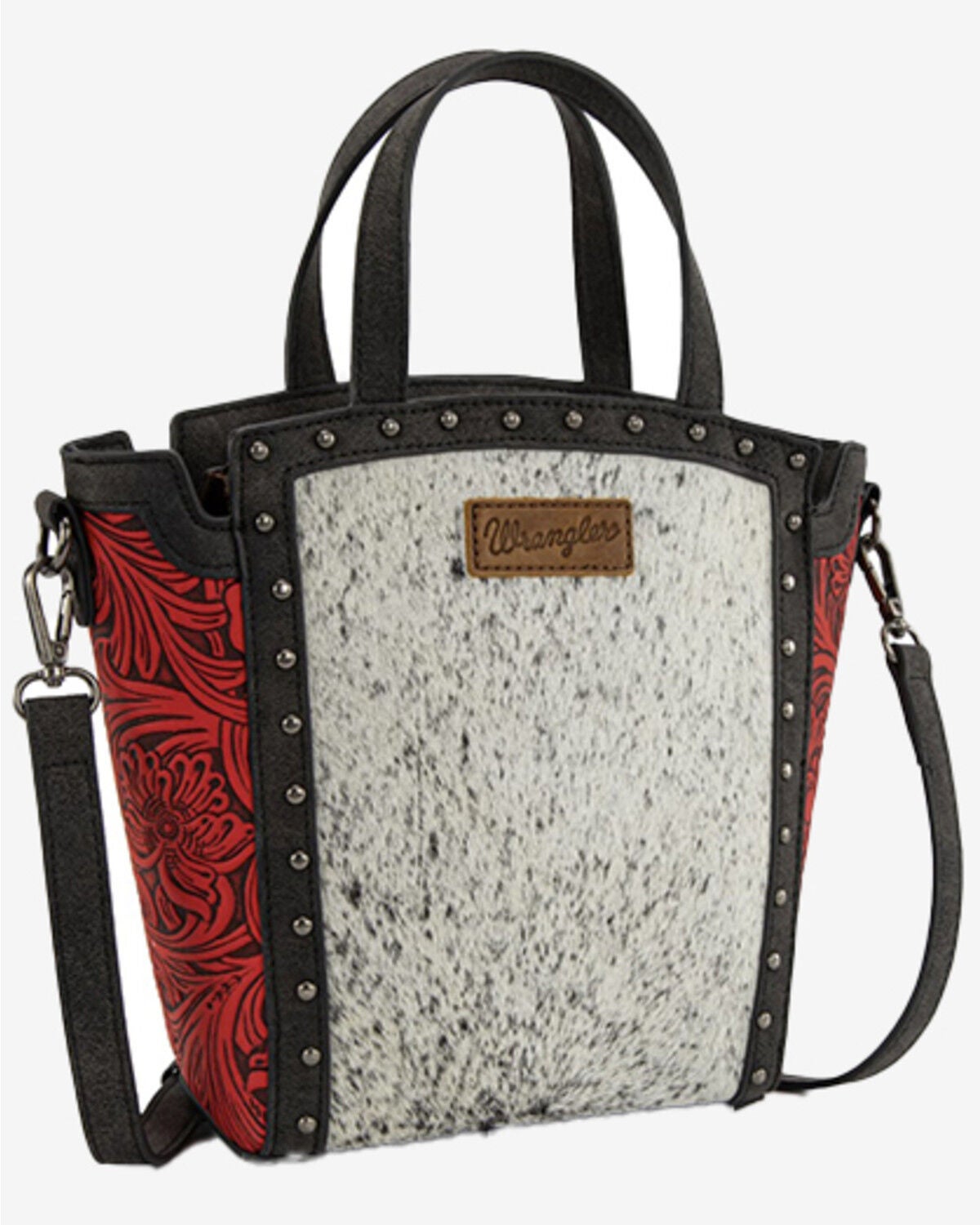 Wrangler Women's Genuine Hair-On Crossbody Tote, Red, hi-res