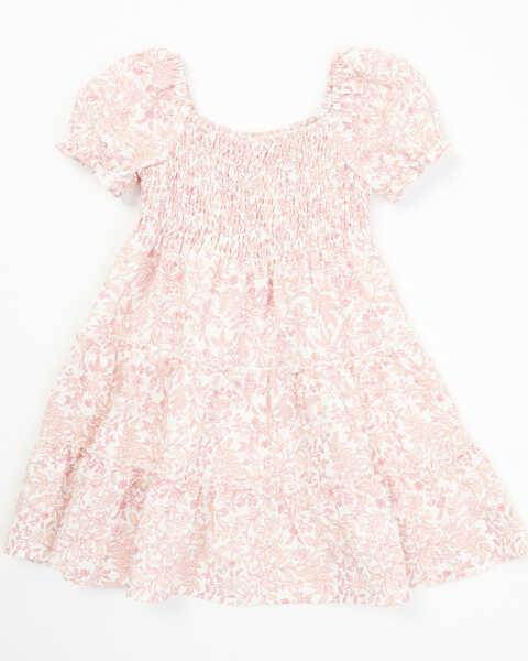 Yura Toddler Girls' Floral Print Short Puff Sleeve Dress, Pink, hi-res