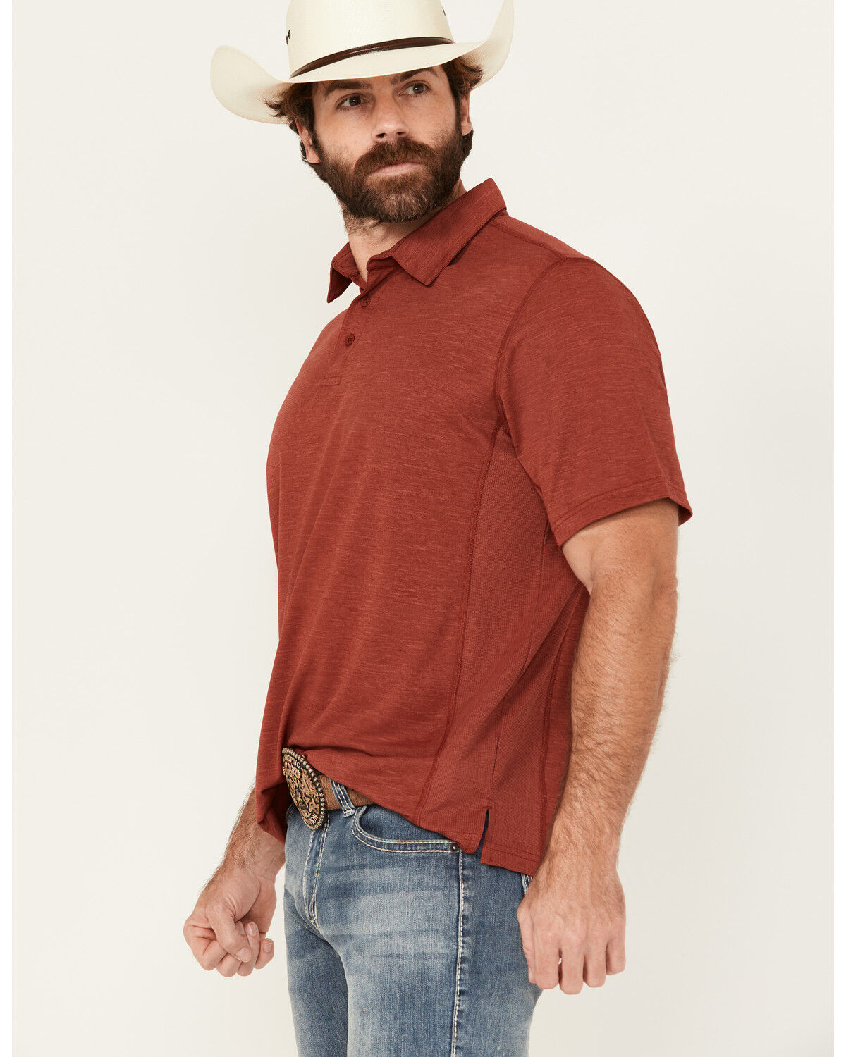 Image #1 - Wrangler Men's Solid Short Sleeve Performance Polo, Red, hi-res