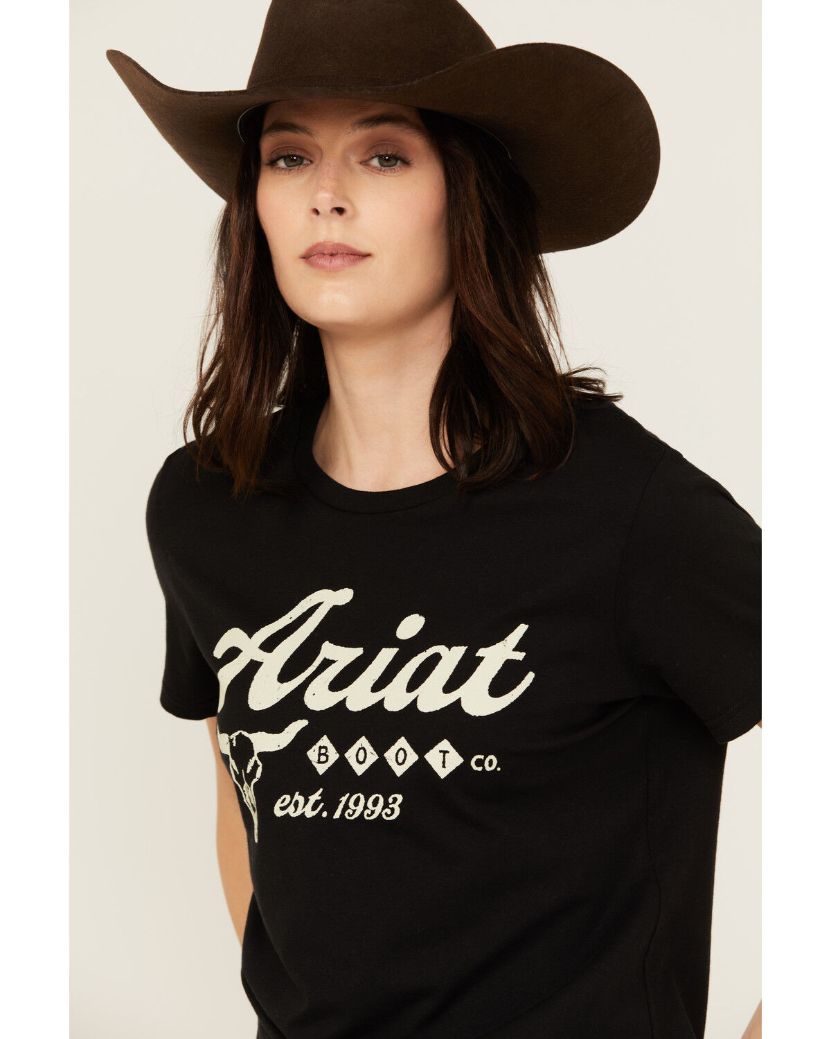 Image #2 - Ariat Women's Steer Head Logo Short Sleeve Graphic Print Tee, Black, hi-res
