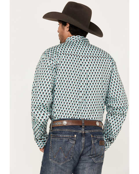 Image #4 - RANK 45® Men's Rampage Geo Long Sleeve Button-Down Western Shirt, Green, hi-res
