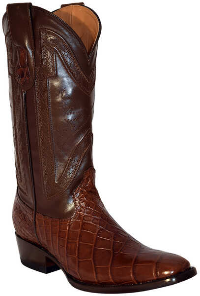 Ferrini Alligator Belly Exotic Cowboy Boots - Square Toe, Chocolate, hi-res