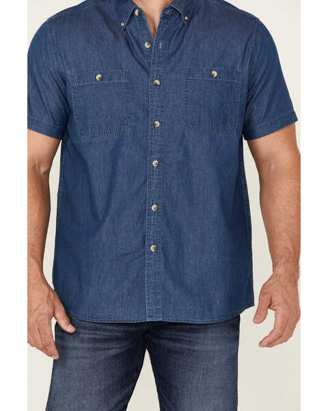 Image #3 - North River Men's Short Sleeve Button Down Western Shirt , Dark Blue, hi-res