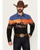 Image #1 - Wrangler Men's Checotah Border Print Long Sleeve Snap Western Shirt, Multi, hi-res