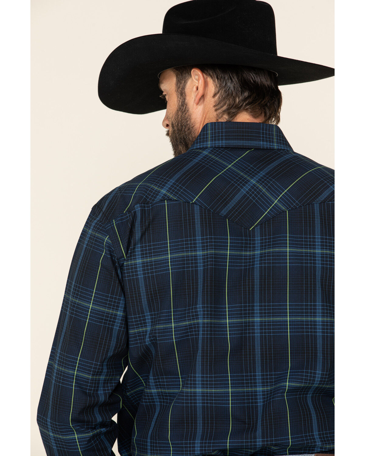 Image #4 - Rough Stock By Panhandle Men's Larkspur Ombre Plaid Print Long Sleeve Western Shirt, Black, hi-res