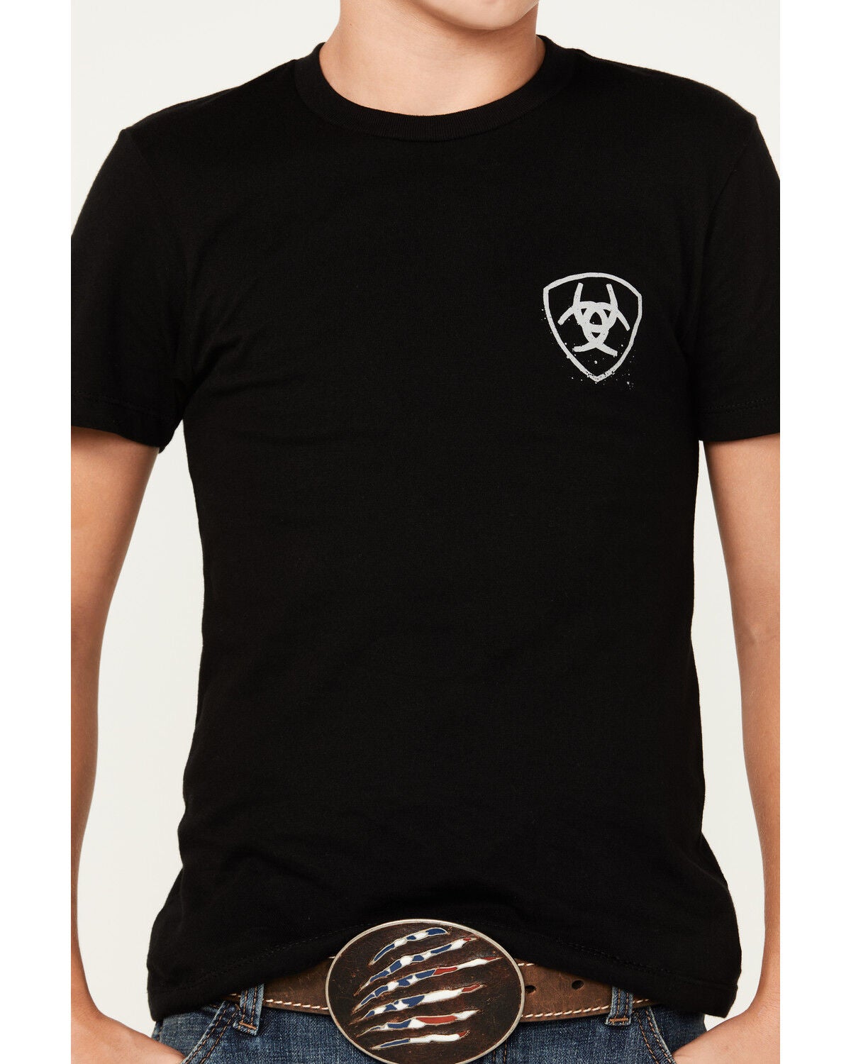 Image #4 - Ariat Boys' Cactus Flag Short Sleeve Graphic T-Shirt, Black, hi-res