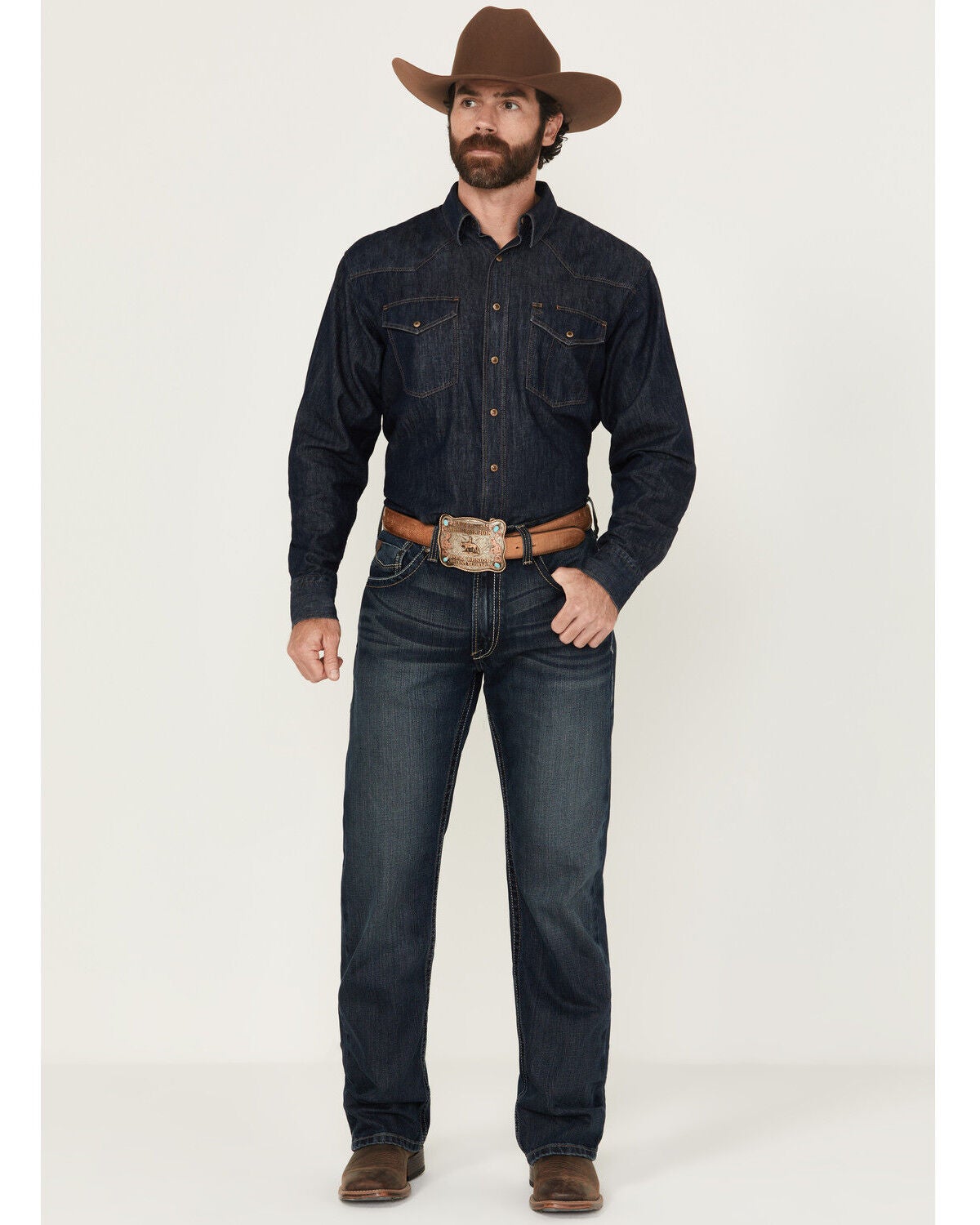 Ariat Men's Deadrun M5 Arrowhead Straight Denim Jeans, Denim, hi-res