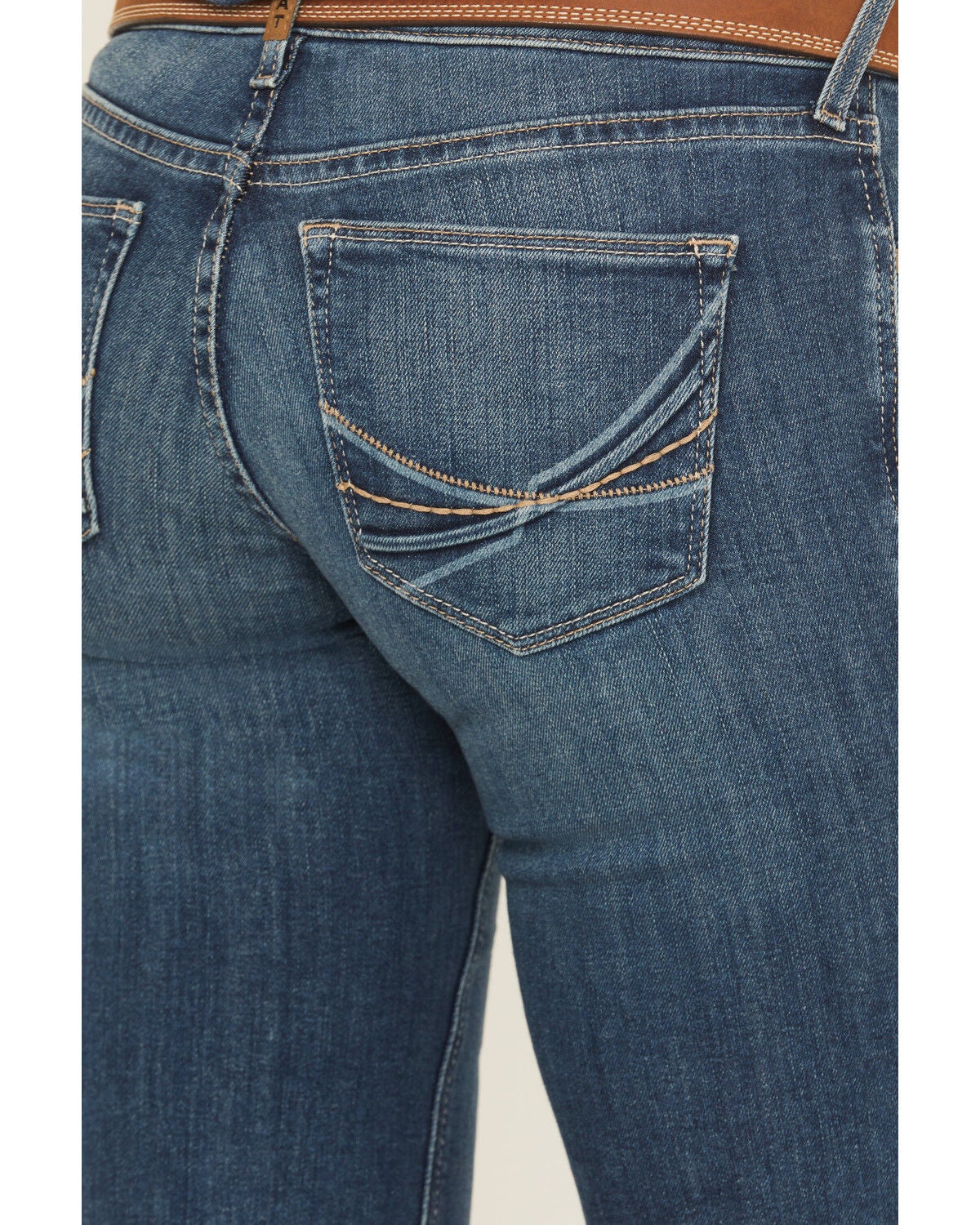 Image #4 - Ariat Women's Medium Wash Mid Rise Leslie Slim Trouser Stretch Denim Jeans, Medium Wash, hi-res