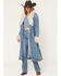 Image #1 - Idyllwind Women's Thistle Long Denim Fur Collar Trench Coat, , hi-res