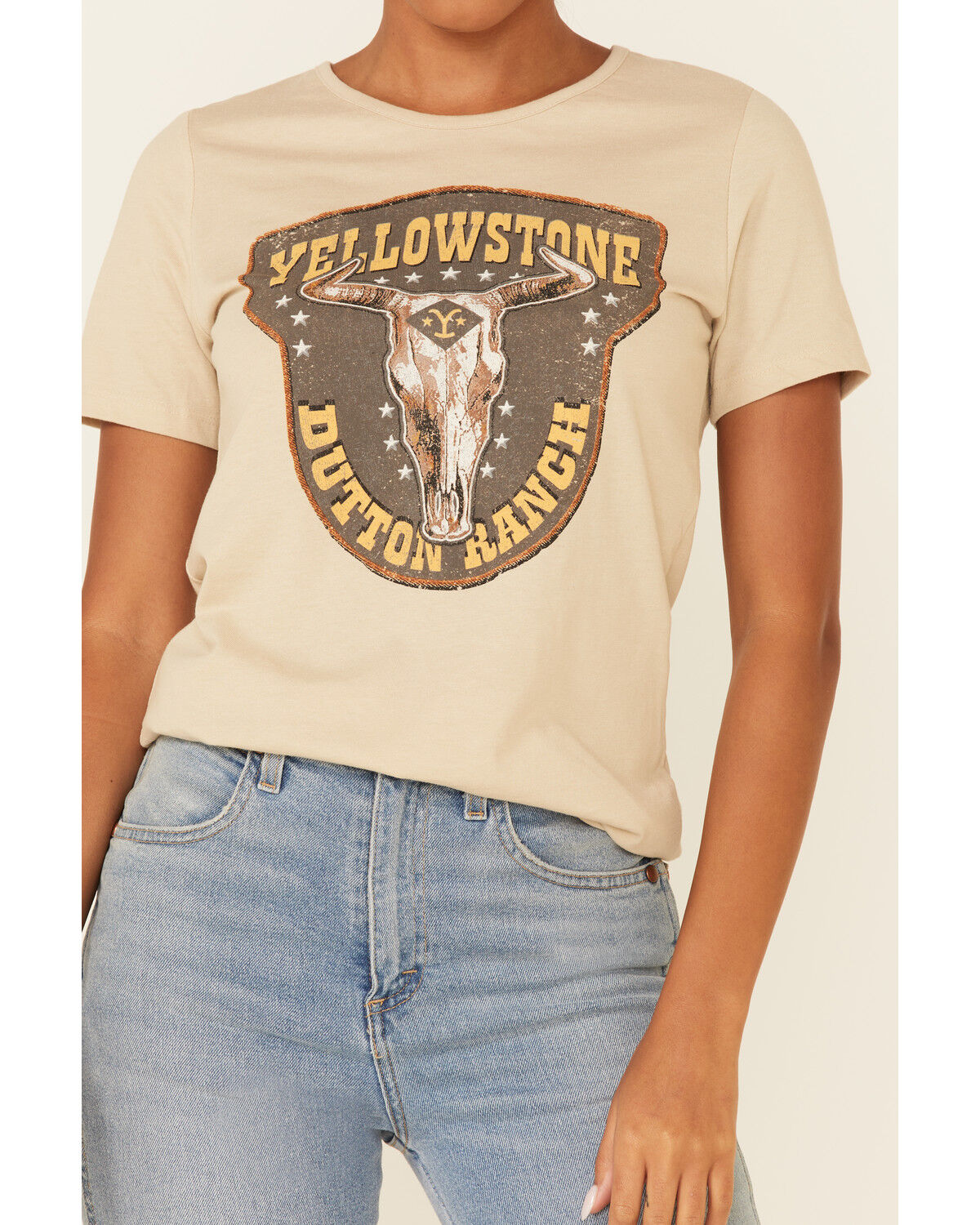Image #3 - Paramount Network’s Yellowstone Women's Dutton Ranch Steerhead Graphic Short Sleeve Tee, Ivory, hi-res