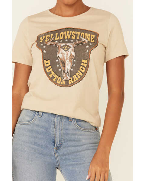 Image #3 - Paramount Network’s Yellowstone Women's Dutton Ranch Steerhead Graphic Short Sleeve Tee , Ivory, hi-res
