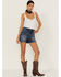 Image #1 - Rock & Roll Denim Women's Dark Wash High Rise Star Denim Shorts, , hi-res