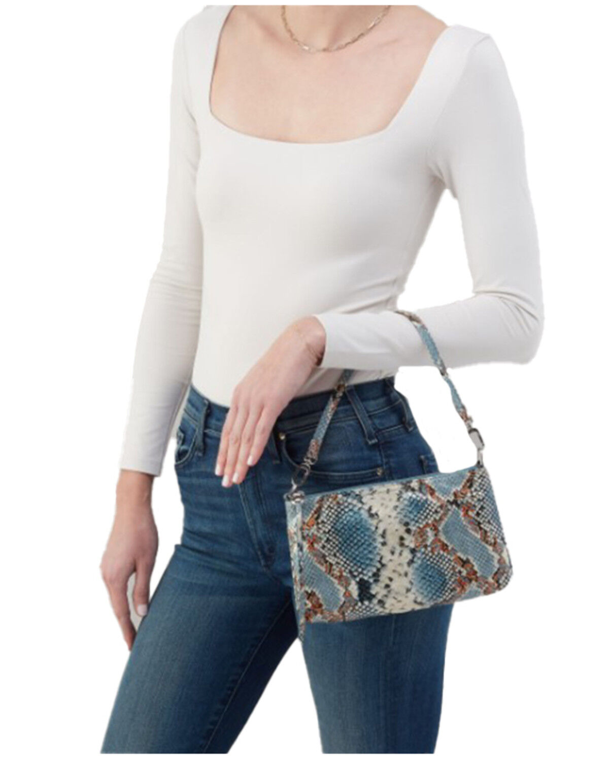 Image #6 - Hobo Women's Darcy Snake Print Crossbody Bag, Blue, hi-res