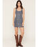 Image #1 - Blue B Women's Medium Wash Embroidered Denim Mini Dress, Medium Wash, hi-res