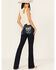 Image #1 - Miss Me Women's Dark Wash Mid Rise Dream Catcher Pocket Bootcut Stretch Denim Jeans, Dark Wash, hi-res