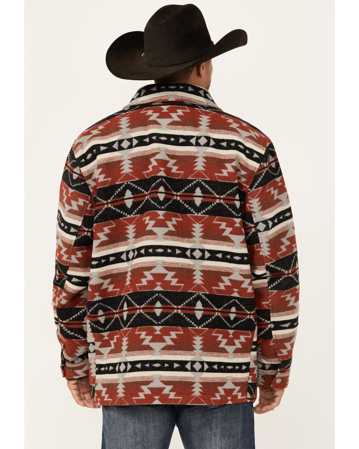 Image #4 - Cinch Men's Southwestern Print Wool Twill Frontier Jacket, Burgundy, hi-res