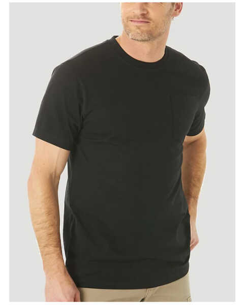 Wrangler Riggs Men's Solid Black Performance Short Sleeve Pocket Work T-Shirt , Black, hi-res