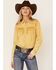 Image #1 - Kimes Ranch Women's Kaycee Denim Long Sleeve Pearl Snap Western Core Shirt, Camel, hi-res