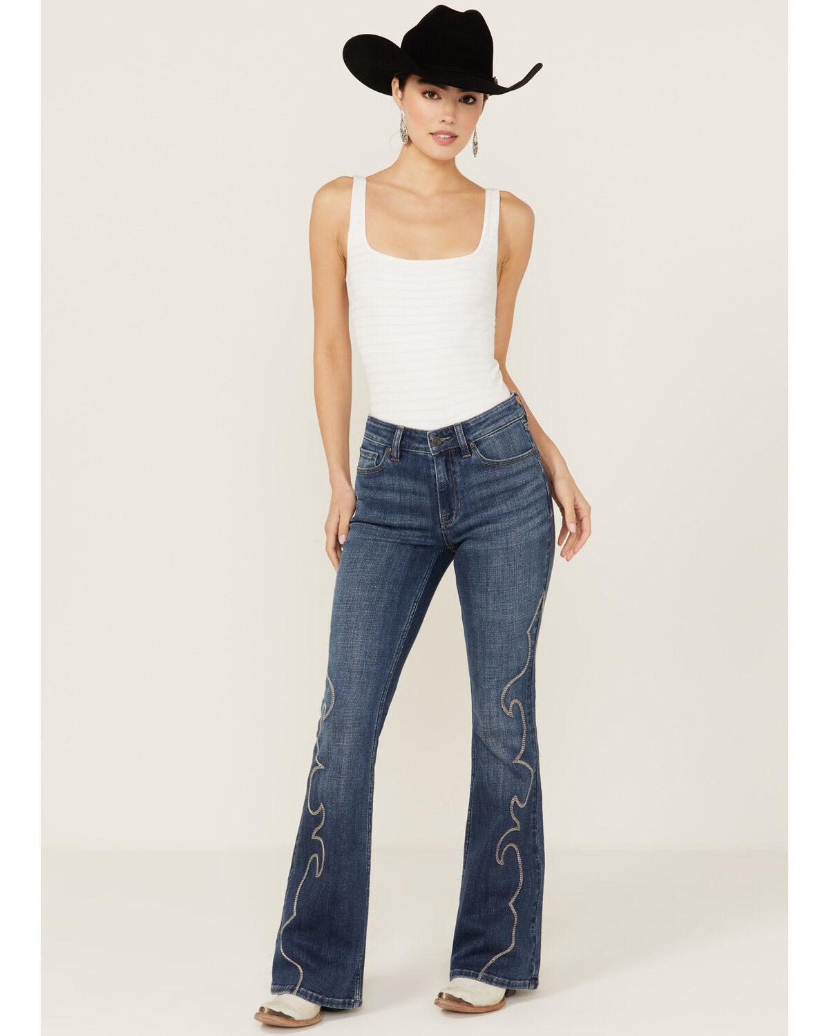 Image #1 - Idyllwind Women's Dark Wash Rebel Western Embroidered Mid Rise Stretch Denim Jeans, Dark Wash, hi-res