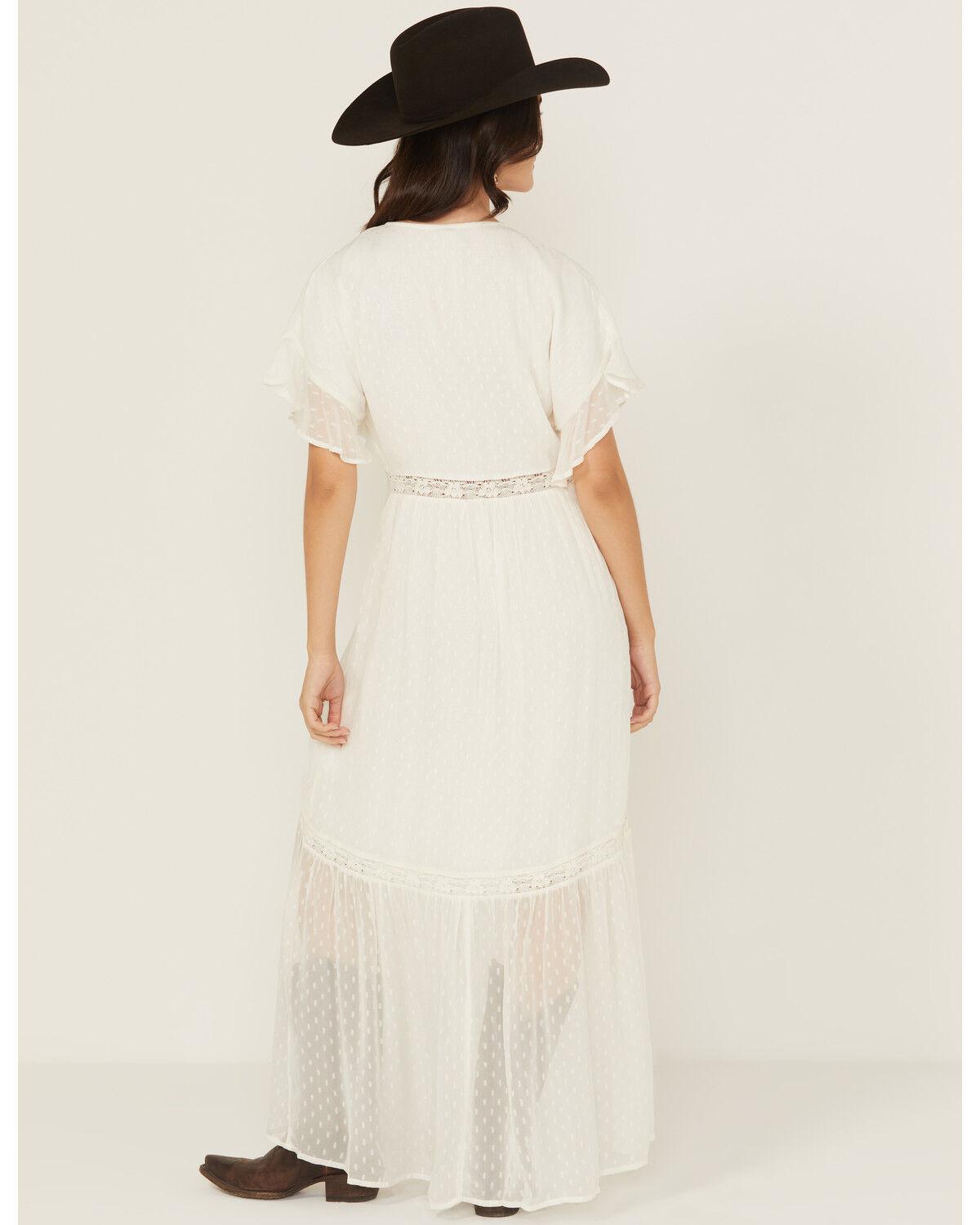 Image #4 - Shyanne Women's Lace Inset High-Low Maxi Dress, Ivory, hi-res