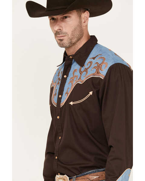 Image #2 - Scully Men's Two Tone Long Sleeve Pearl Snap Western Shirt, , hi-res