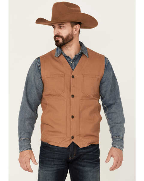 Image #1 - Blue Ranchwear Men's Solid Button-Down Duck Canvas Vest , Rust Copper, hi-res