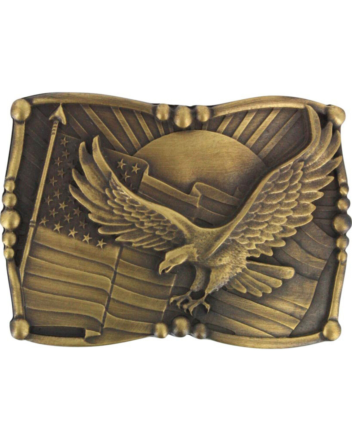 Image #1 - Cody James Men's Antiqued American Flag and Eagle Belt Buckle, Brown, hi-res