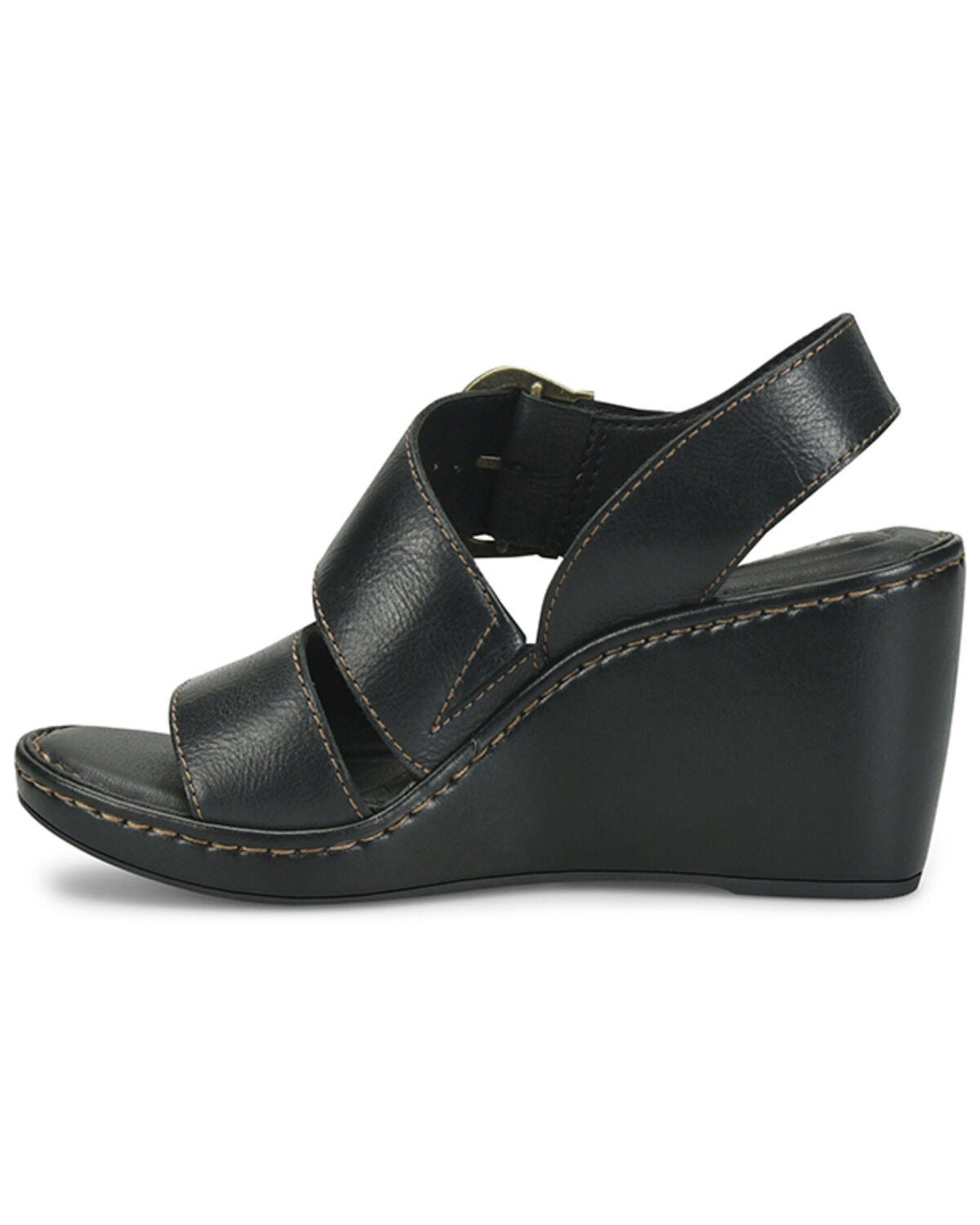 Image #3 - Born Women's Sapphire Wedge Sandals, Black, hi-res