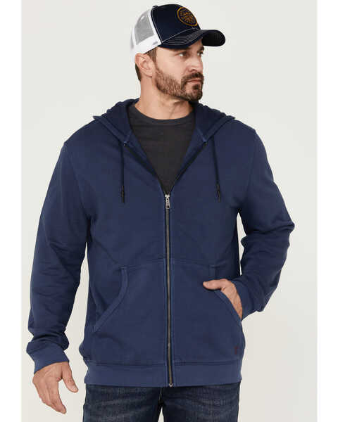 Image #1 - Brothers and Sons Men's Weathered French Terry Zip-Front Hooded Jacket, Navy, hi-res