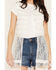 Image #3 - Baeverly Women's Smocked Lace Button-Down Kimono, Ivory, hi-res