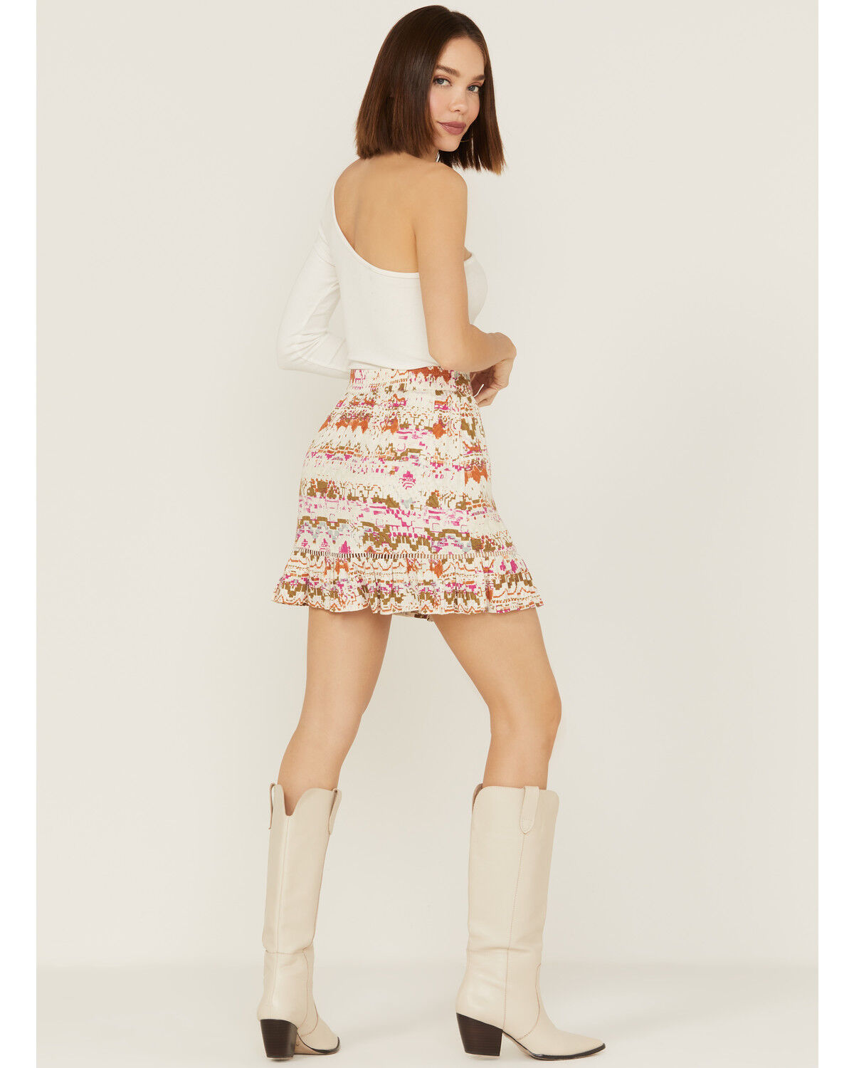 Image #3 - Shyanne Women's Abstract Southwestern Print Skirt, Fuchsia, hi-res