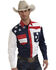 Roper Americana Collection Men's Stars and Stripes Print Long Sleeve Western Shirt, Patriotic, hi-res