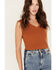 Image #3 - Cleo + Wolf Women's Ribbed V-Neck Tank, Brown, hi-res