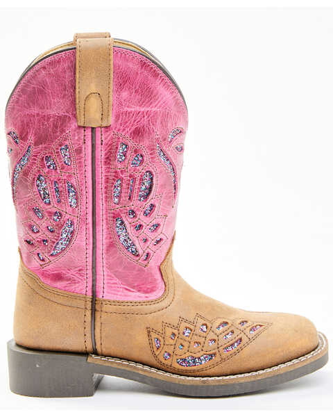 Image #2 - Shyanne Girls' Chloe Glitter Western Boots - Square Toe, Pink, hi-res