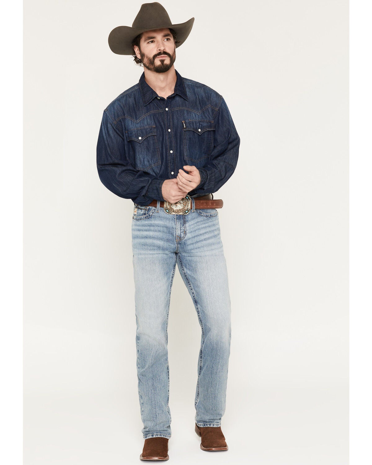 Cinch Men's Ian Acid Medium Wash Slim Bootcut Performance Stretch Denim Jeans, Medium Wash, hi-res