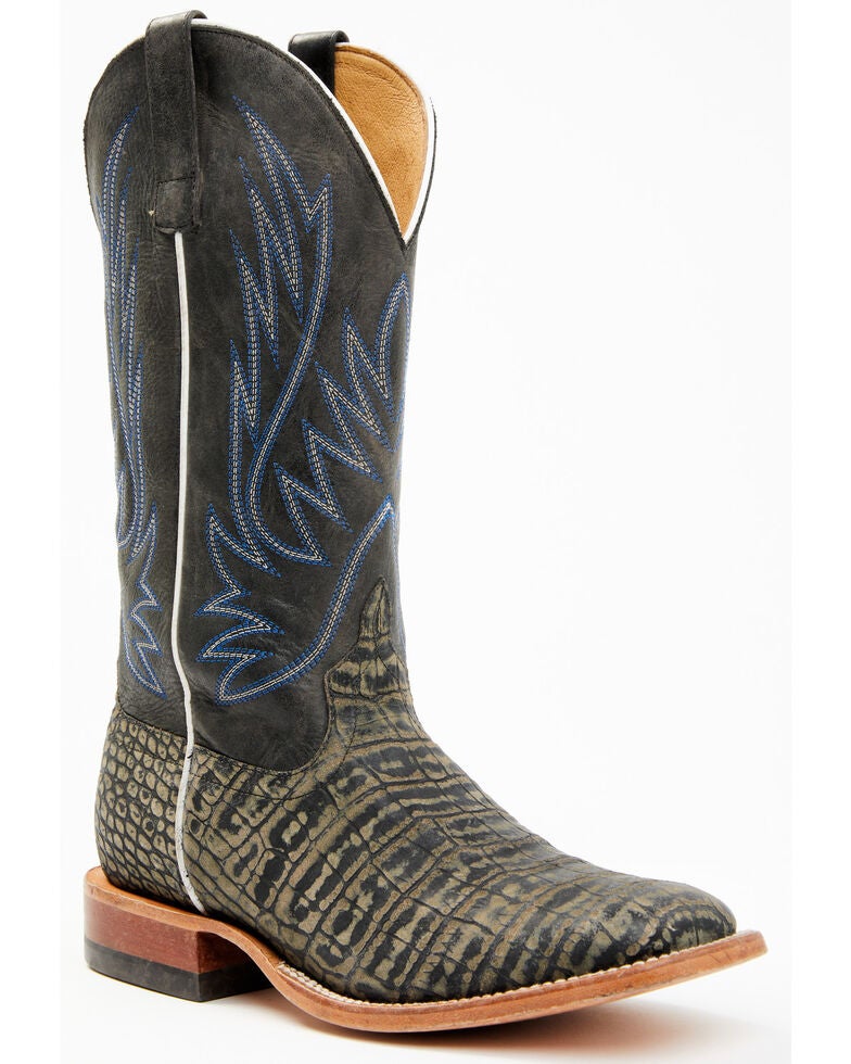 Horse Power Men's Coco Caiman Print Western Boots Wide Square Toe