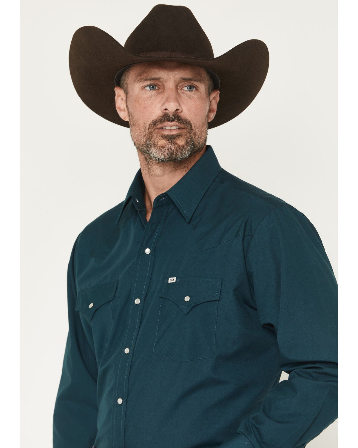 Image #2 - Ely Walker Men's Solid Long Sleeve Pearl Snap Western Shirt - Big, , hi-res