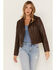 Image #1 - Cleo + Wolf Women's Faux Leather Moto Jacket, Brown, hi-res