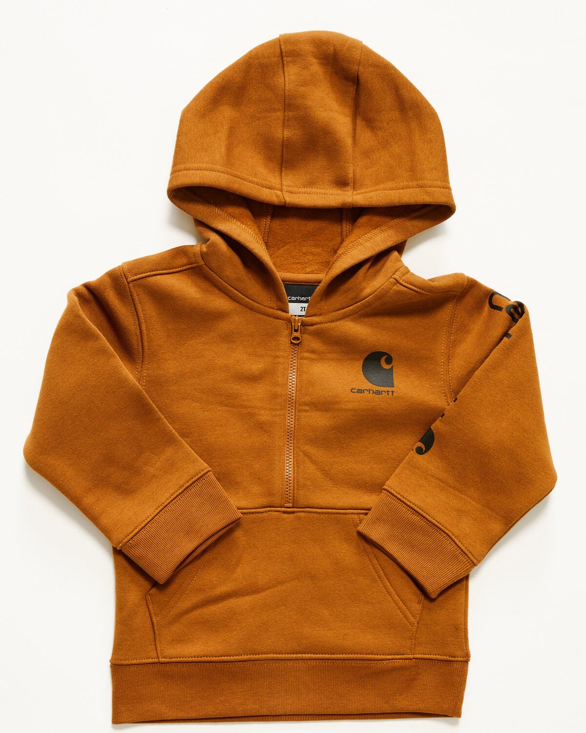 Image #1 - Carhartt Toddler Boys' Half Zip Hooded Sweatshirt, Brown, hi-res