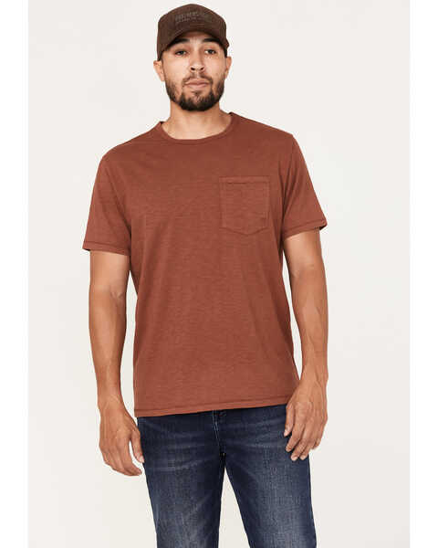 Brothers and Sons Men's Solid Basic Pocket T-Shirt , Dark Orange, hi-res