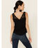 Shyanne Women's Black Ladder Lace Trim Tank Top , Black, hi-res